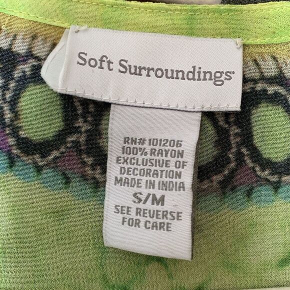 Soft Surroundings Small Medium Embellished Bohemian Boho Chic Sheer Kaftan Top - Picture 5 of 6